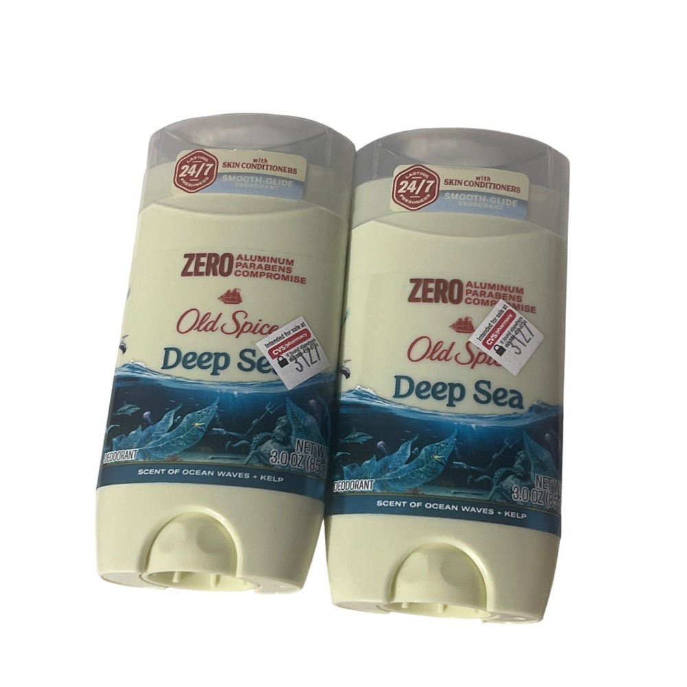 2 Pack Old Spice Deep Sea Deodorant Zero Aluminum Parabens 3.0 oz Mens Fresh